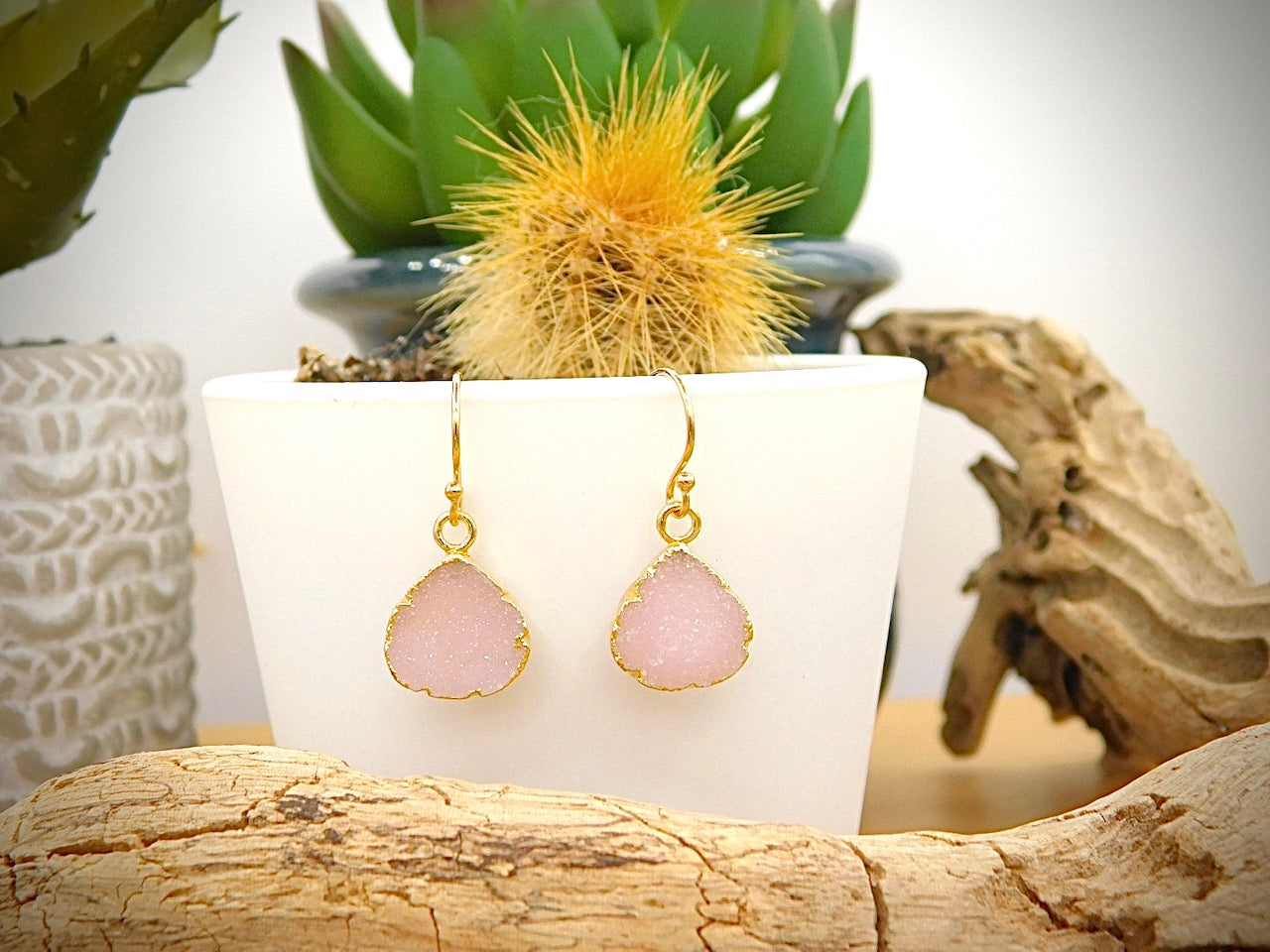 The Pink Druzy Earrings