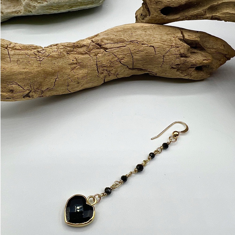 Onyx Heart Earrings