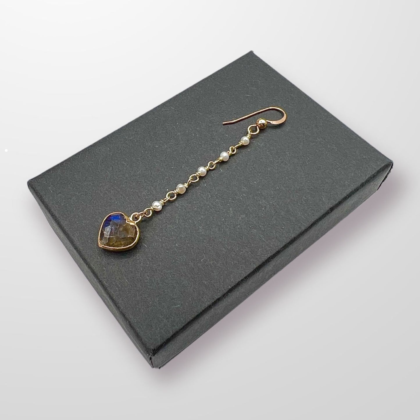 Labradorite Heart Earrings